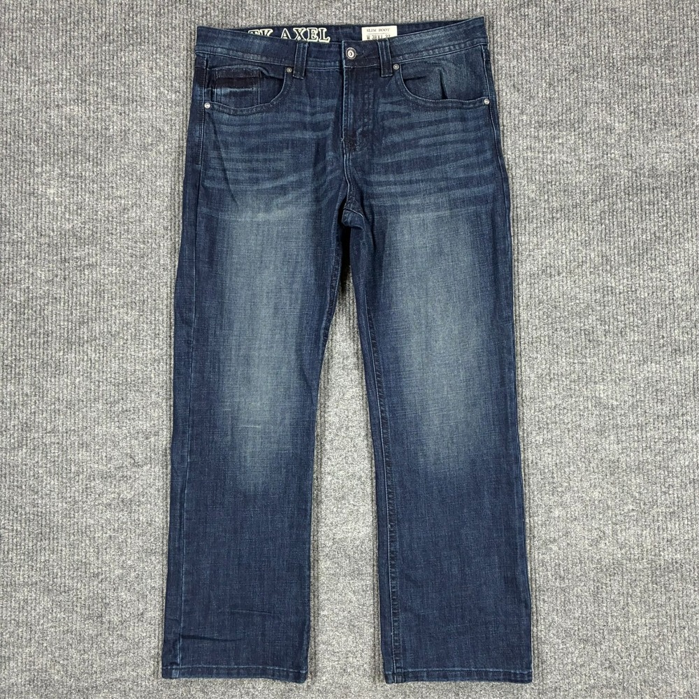 TK Axel Mens Slim Boot Jeans Size 38x32 Dark Wash Stretch Western Denim